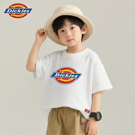 Dickies童装男童短袖t恤夏季纯棉儿童白色半袖女孩美式潮牌体恤A商品大图