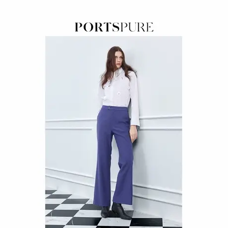宝姿PORTSPURE女装2025夏季新品老钱风智性通勤气质微喇西装长裤图片