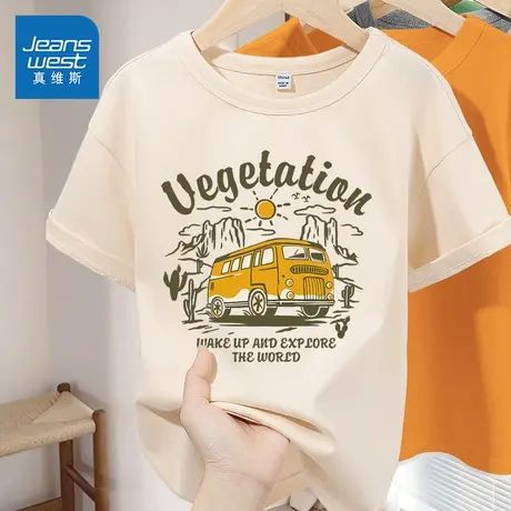 真维斯童装男童短袖t恤中大童纯棉半袖儿童夏季透气休闲体恤衫薄图片