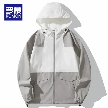 罗蒙外套男士春秋季户外防风防水登山服2025新款连帽冲锋衣夹克男商品大图