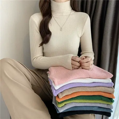 2023新款春秋冬季初恋感红色衣服爆款新年时尚洋气打底衫毛衣女士图片