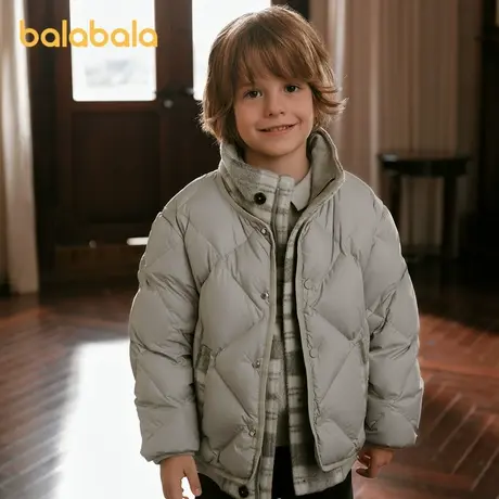 【premium】巴拉巴拉高端线24冬白鹅绒服温暖羽绒服毛呢拼接外套图片