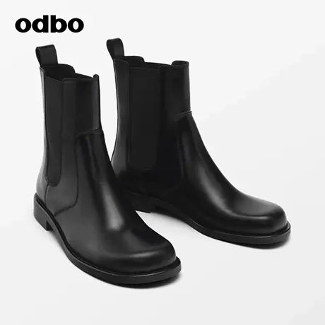 odbo/欧迪比欧靴子秋女士时尚百搭粗跟短靴休闲原创设计2025新款商品大图