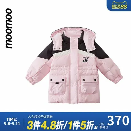 美特斯邦威童装撞色拼接设计羽绒服女童冬季时髦宽松撞色百搭外套商品大图