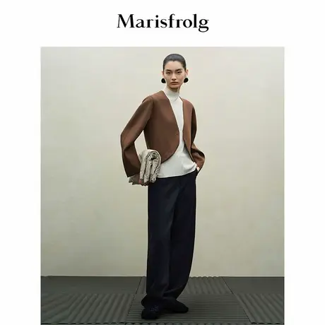 【极简美学】Marisfrolg玛丝菲尔2025冬新款黑色显瘦气质香蕉长裤商品大图