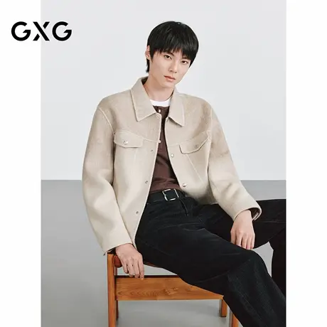 GXG 分割设计夹克型大衣时尚渐变男士短款大衣  2025冬季新品商品大图