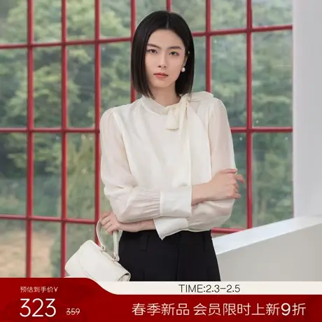 【2.3新品会员9折】衣香丽影飘带雪纺衬衫女春装高级感法式上衣图片