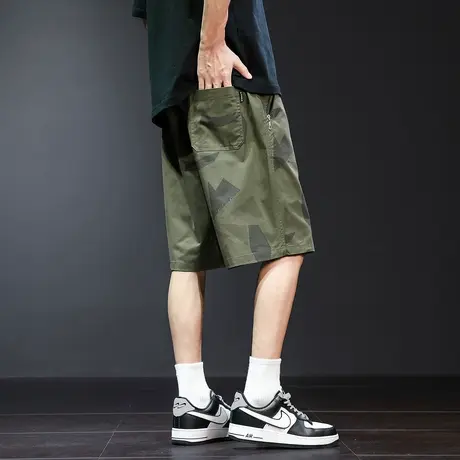 唐狮2025新款夏季男休闲短裤直筒宽松百搭迷彩军绿色轻薄百搭潮图片