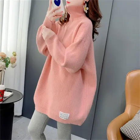 设计感高领毛衣女2022年新款秋冬宽松外穿慵懒风洋气打底针织上衣商品大图