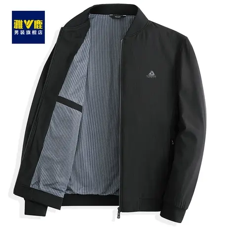 雅鹿夹克男中年爸爸立领外套男春季2023新款商务休闲百搭男装上衣商品大图