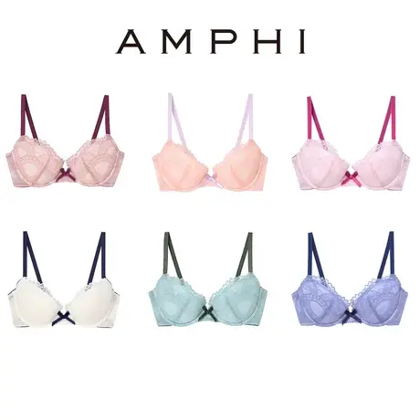 amphi华歌尔旗下日系少女圆润蕾丝内衣女红品文胸AB3419商品大图