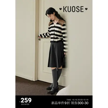 阔色灰色学院风百褶裙2023秋冬季新款女中长款及膝裙子厚款半裙图片