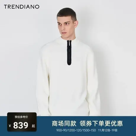 TRENDIANO官方半拉链立领合体毛衣男潮2023新款冬季商品大图