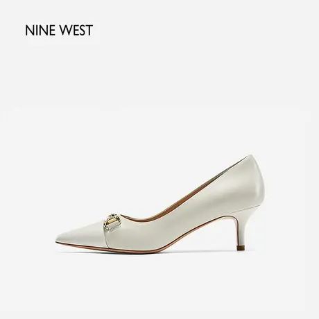 Nine West/玖熙真皮拼接尖头优雅99衔扣气质春新款职场通勤单鞋女商品大图