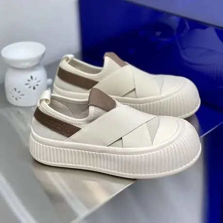 帆布小白鞋子女2023新款夏季网面透气休闲松糕厚底饼干鞋大头板鞋商品大图