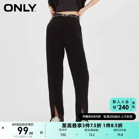 ONLY奥莱夏季腰带装饰裤脚开叉垂感西装裤休闲裤女商品大图