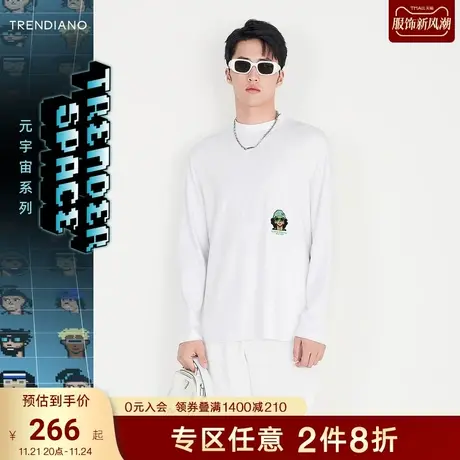 TRENDIANO官方潮牌男装秋季新款潮流长袖圆领T恤卫衣男士上衣图片