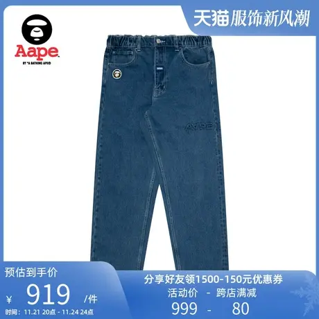 Aape旗舰店男装春夏猿人迷彩徽章字母刺绣休闲宽松牛仔裤A622XXL商品大图