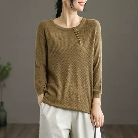 dza 复古短款打底衫女士宽松新款毛针织衫2022春季薄款毛衣外套女图片