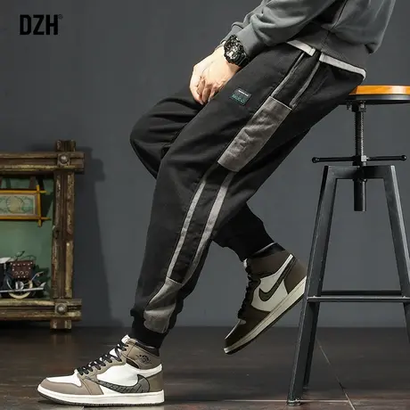 男士休闲裤男款高级感拼接裤子男男裤春秋款2025新款束脚裤运动裤商品大图