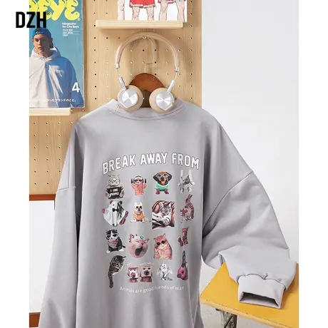 今年流行卫衣2024新款男士秋装上衣印花衣服秋季男情侣装美式外套商品大图