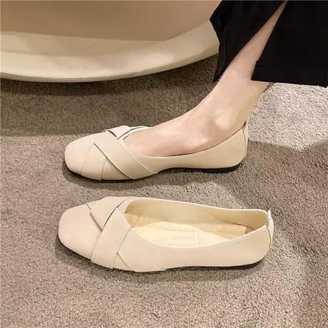 复古单鞋女2023年新款春秋仙女风温柔软底平底浅口孕妇百搭豆豆鞋商品大图