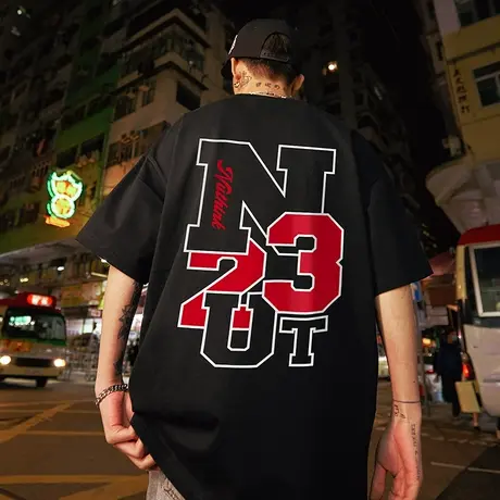 美式街头潮牌重磅t恤男美潮嘻哈加肥加大短袖潮流情侣半袖夏季图片