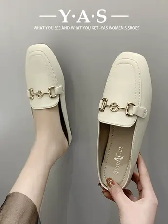 包头半拖鞋女夏外穿2024年春季新款懒人穆勒方头平底单鞋半托鞋子商品大图