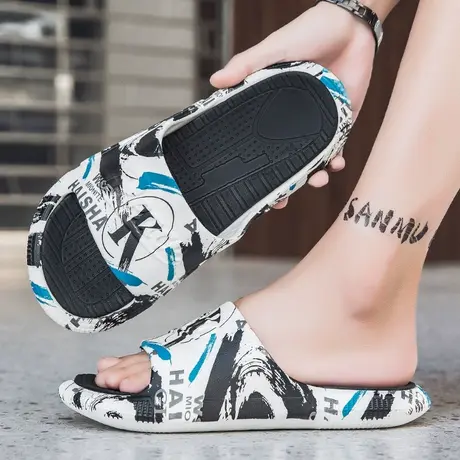 拖鞋男士夏季潮流外穿沙滩运动一字拖2024新款踩屎感居家防滑凉拖商品大图