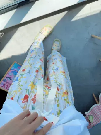 绵绸睡裤女生夏季薄款大码人造绵绸可外穿家居碎花长裤子直筒宽松商品大图