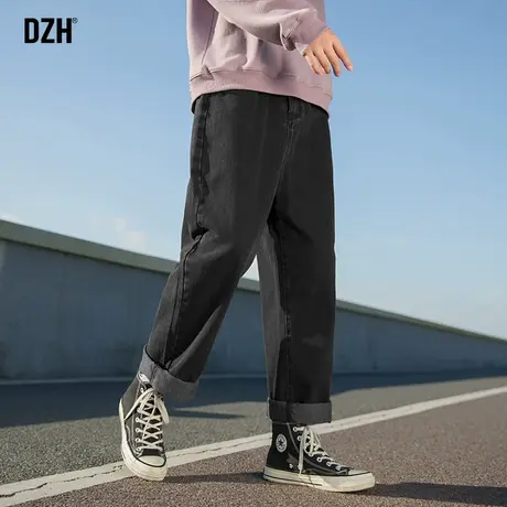 男生黑色阔腿牛仔裤男春秋直筒宽松潮牌休闲裤子百搭2024新款长裤商品大图