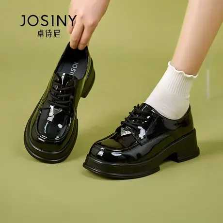 卓诗尼2024春季新款系带乐福鞋日常百搭小皮鞋小个子爆款潮流女鞋图片