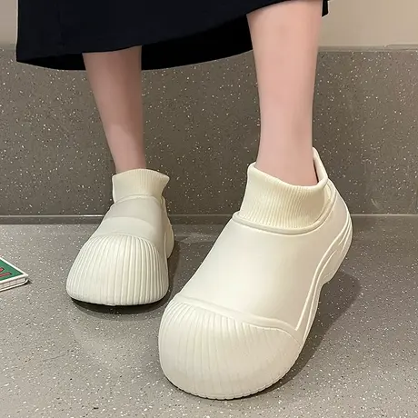 新款网红包头凉拖加绒保暖厚底防水防滑软底棉拖鞋女包跟冬季外穿商品大图