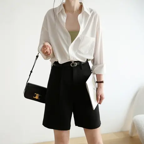 嘉茱莉秋装上新2023年白色衬衫高级感设计感别致小上衣女衬衣商品大图