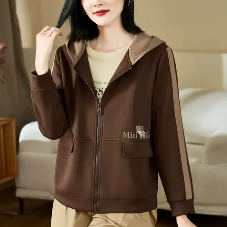 休闲卫衣外套女春秋2023年新款洋气减龄中年妈妈拉链上衣服百搭潮图片