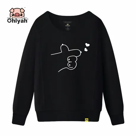 Ohlyah卫衣女宽松韩版情侣装笔芯比心印花学生圆领工作衫班服定制商品大图