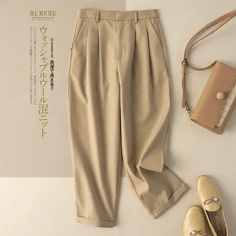 享永子西装烟管裤女直筒休闲九分裤高腰显瘦小个子西装裤春夏新款商品大图