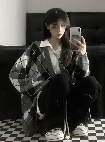 日系复古毛衣女秋冬宽松小个子高级感温柔慵懒风针织开衫上衣外套商品大图