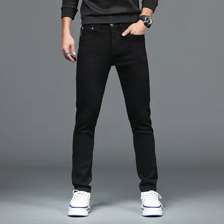 重磅水洗破洞修身九分裤休闲百搭时尚小脚牛仔裤男士潮流直筒裤子图片