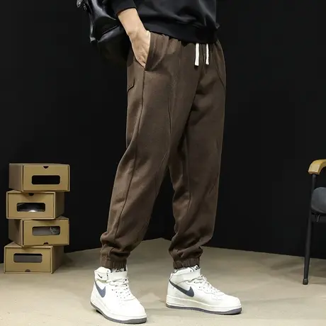 竖条运动裤男士春秋款大码2023新款休闲黑色裤子束脚卫裤秋冬男裤图片