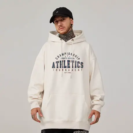 2023新款潮牌胖子男装连帽宽松加绒大码情侣装卫衣男士春秋款冬季图片