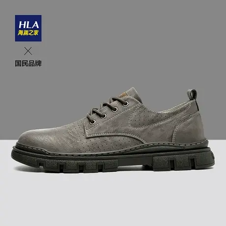 HLA/海澜之家男鞋2023春夏复古时尚透气冲孔工装鞋低帮大头鞋休闲商品大图