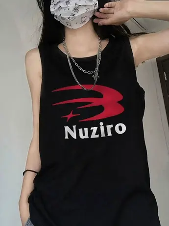 美式复古纯棉吊带运动坎肩背心无袖t恤女夏季外穿宽松篮球服上衣商品大图