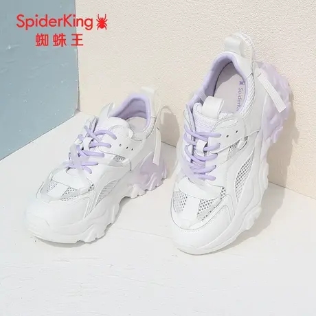 SPIDER KING/蜘蛛王老爹鞋女真皮2023夏商场同款休闲网面透气厚底商品大图