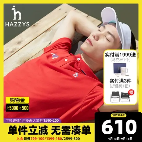 Hazzys哈吉斯HRC系列 夏季新品男士短袖polo衫韩版宽松T恤男潮流商品大图