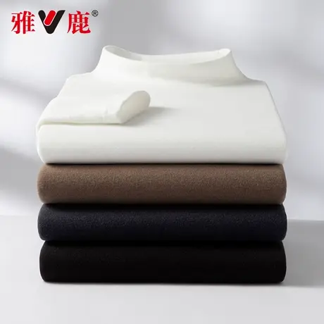雅鹿2023新款半高领加绒打底衫男秋冬季内搭加厚保暖针织衫上衣图片