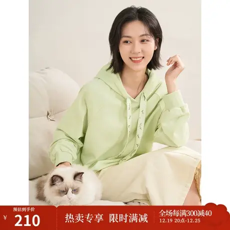 【商场同款】茵曼2023春女装新款时尚纯色连帽套头宽松舒适卫衣图片