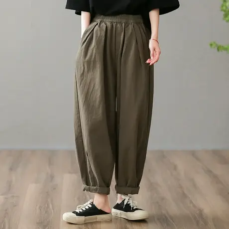 dza 高腰显瘦宽松阔腿裤子女士2023春季新款百搭直筒裤休闲哈伦裤图片