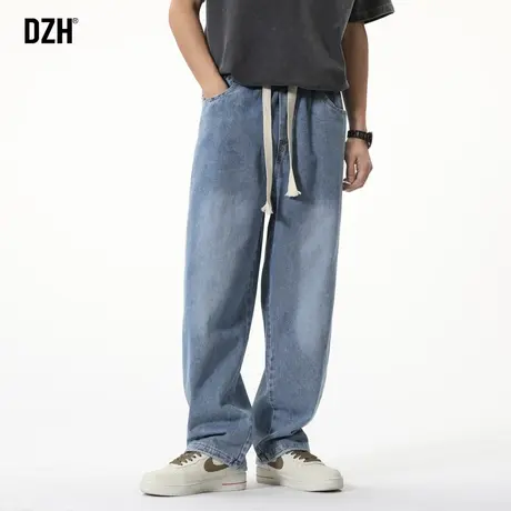 男士直筒牛仔裤男美式复古高街休闲长裤203新款做旧水洗宽松裤子商品大图