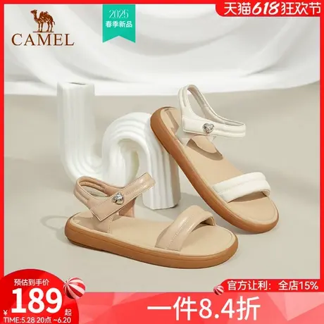 骆驼女鞋2025春夏新款一字带凉鞋女平底时尚沙滩凉鞋简约休闲凉鞋商品大图